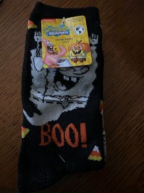 New 2 Pairs SpongeBob SquarePants Halloween Crew Socks.